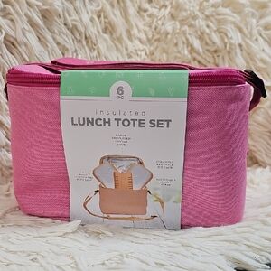 Pink Insulated Lunch Tote Set
